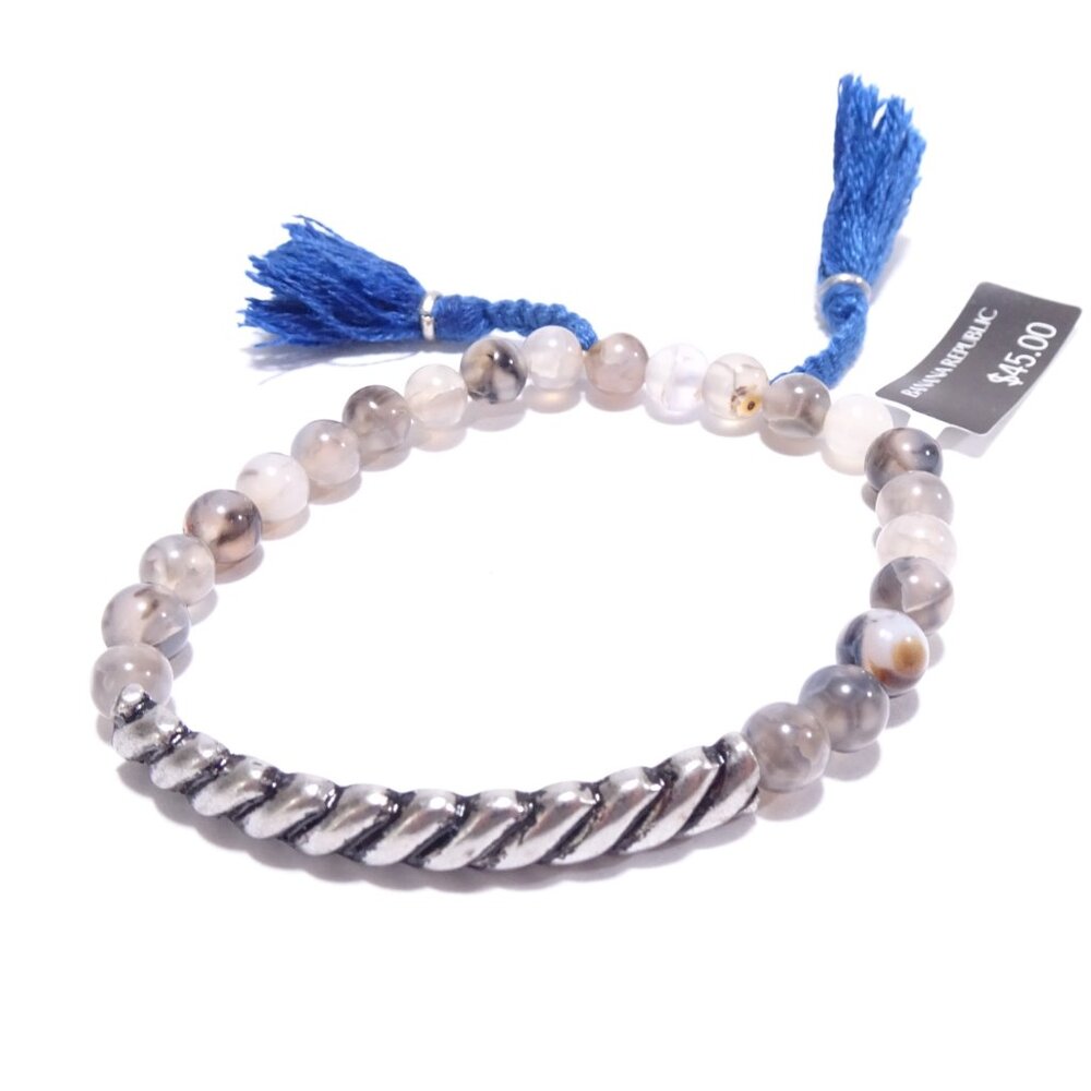 NWT Banana Republic Silver Twisted Tassel Bracelet BLUE NWT 45.00 - Picture 3 of 6